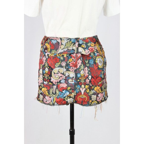MARQUES ALMEIDA Floral Brocade Belted Asymmetrical Ultra Mini Skirt, Size 8 - Picture 4 of 16